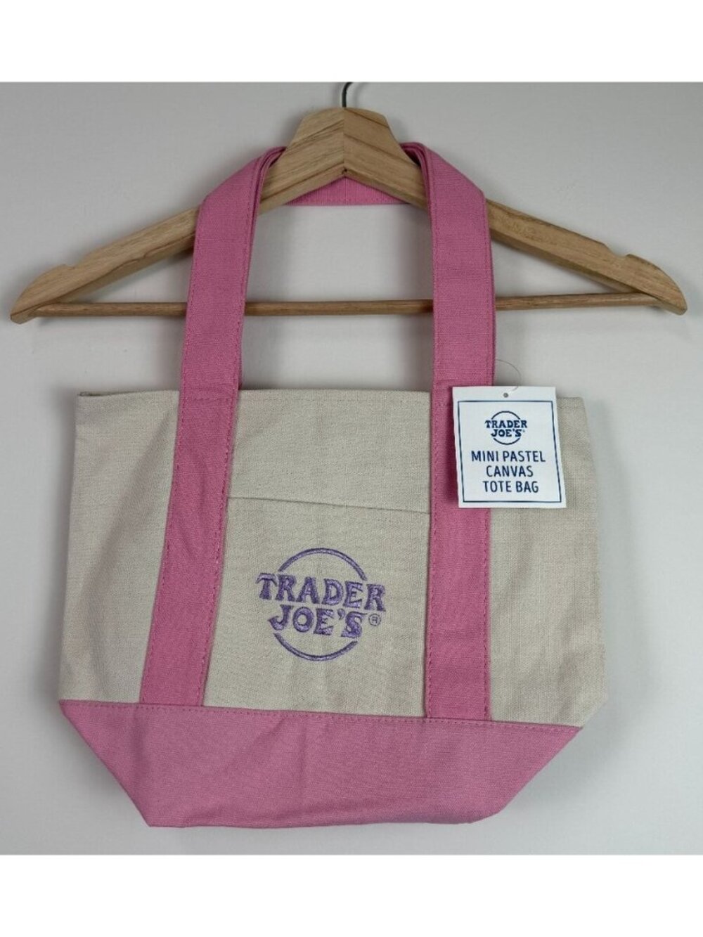 Trader Joe’s Mini Pastel Canvas Tote Bag Limited Edition Pink
